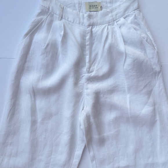 DISSH WHITE WIDE-LEG TROUSERS LINEN PANTS AU 6 / US 2 24 - Picture 3 of 11